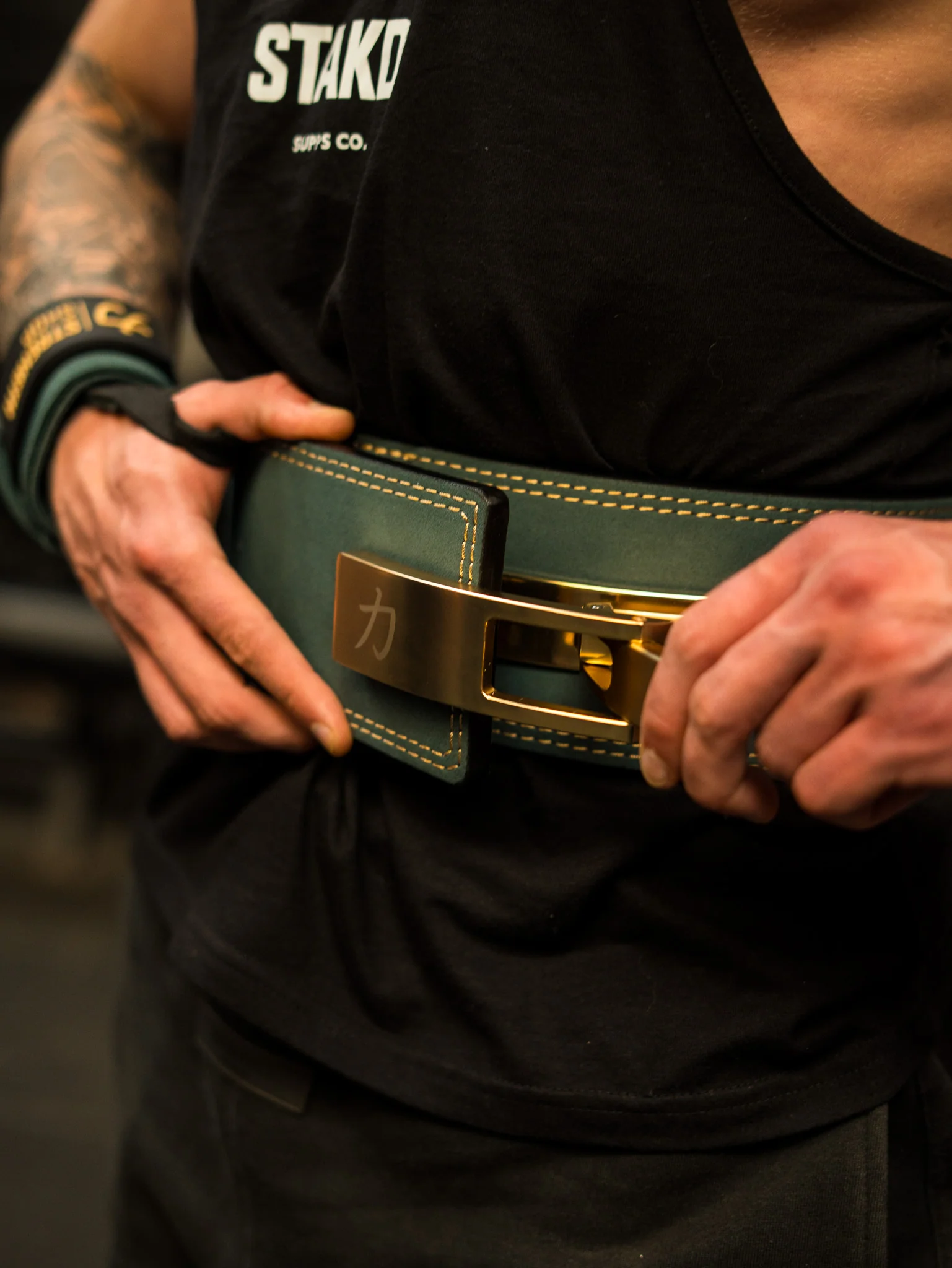 Strength Stack - Vintage Green - 10mm Lever Belt, 7mm Inferno Knee Sleeves & Zeus Wrist Wraps - Image 9