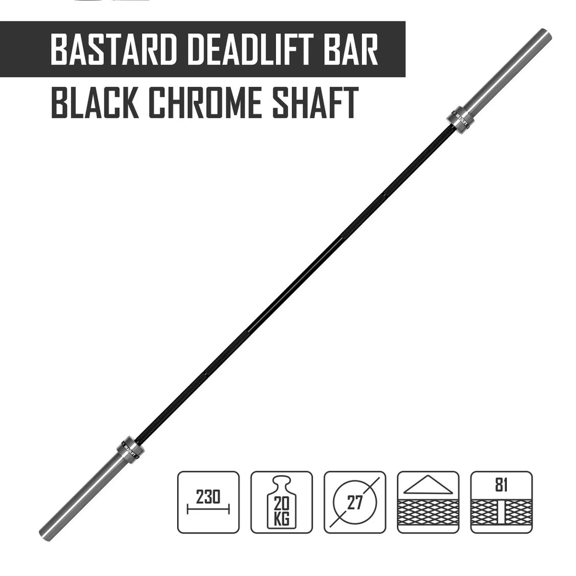 Bastard Deadlift Bar - Black Shaft - Image 2
