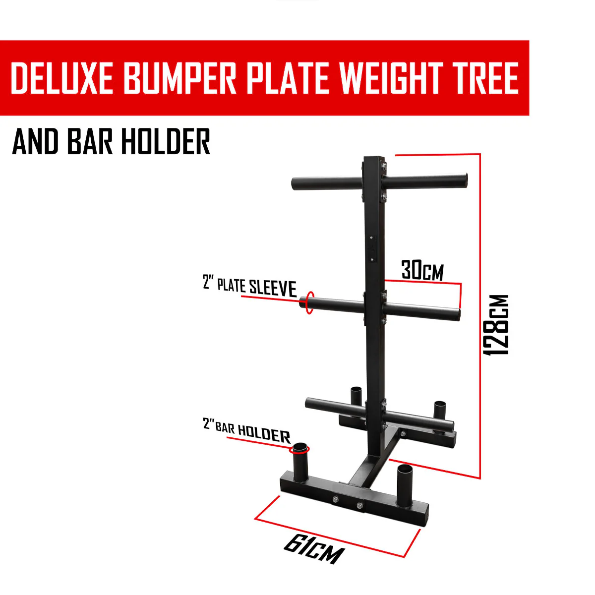 Deluxe Rubber Bumper Plate Olympic Weight Tree/Bar Holder - Image 5