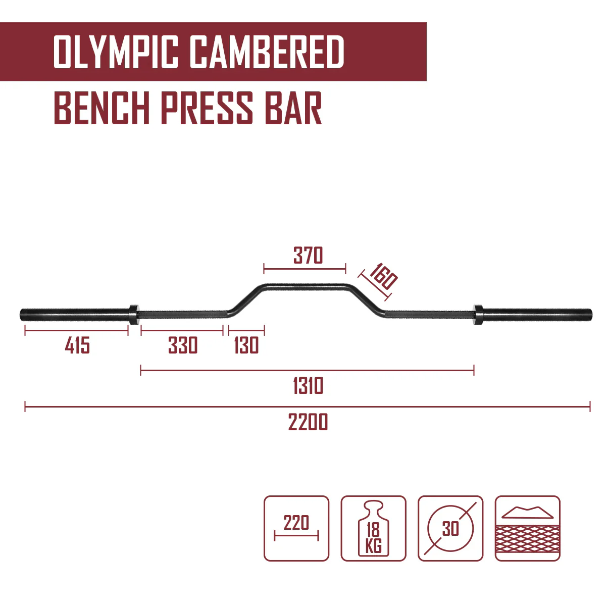 Olympic Cambered Bench Press / Row Bar - Image 2