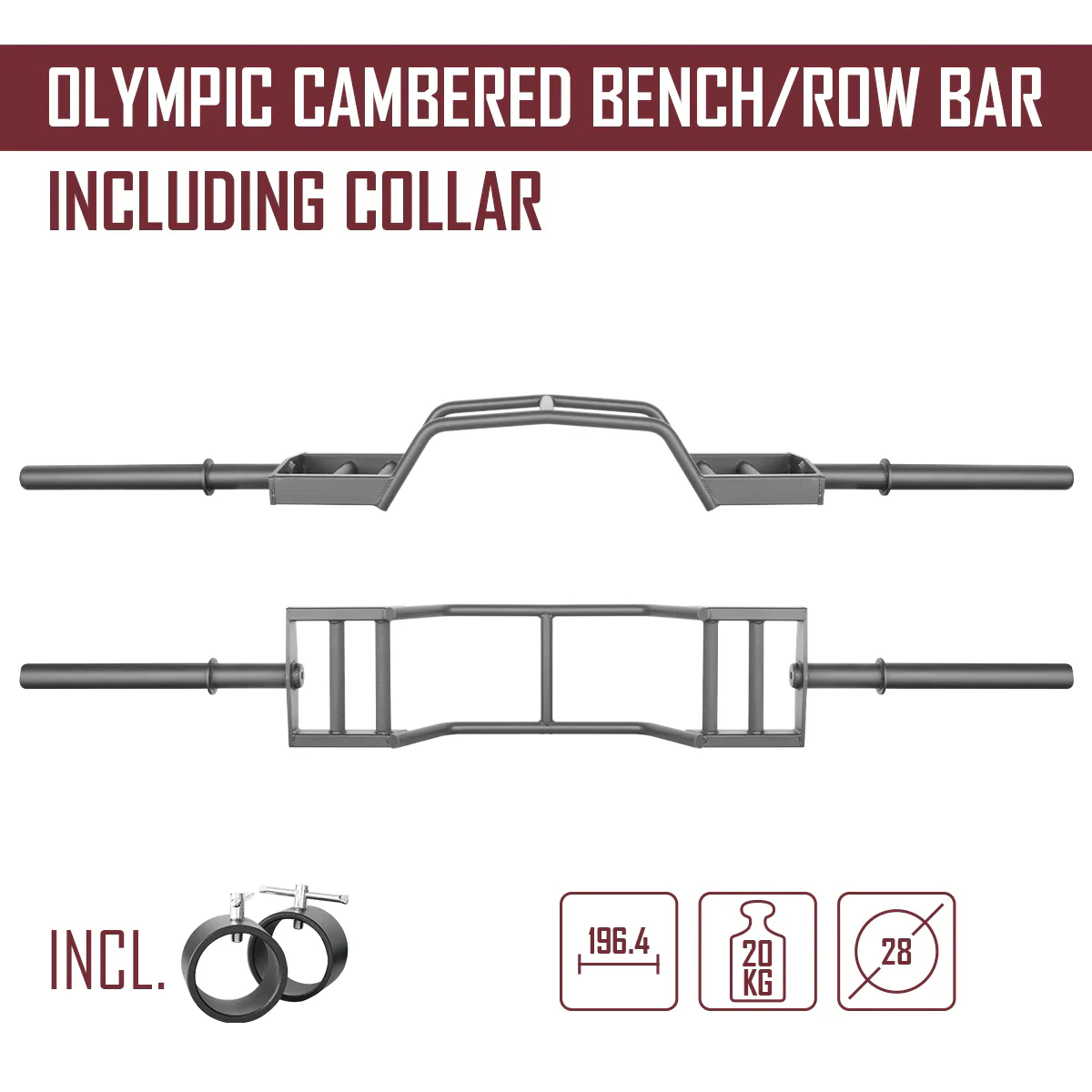 Olympic Neutral Grip Cambered Bench / Row Bar - Image 2