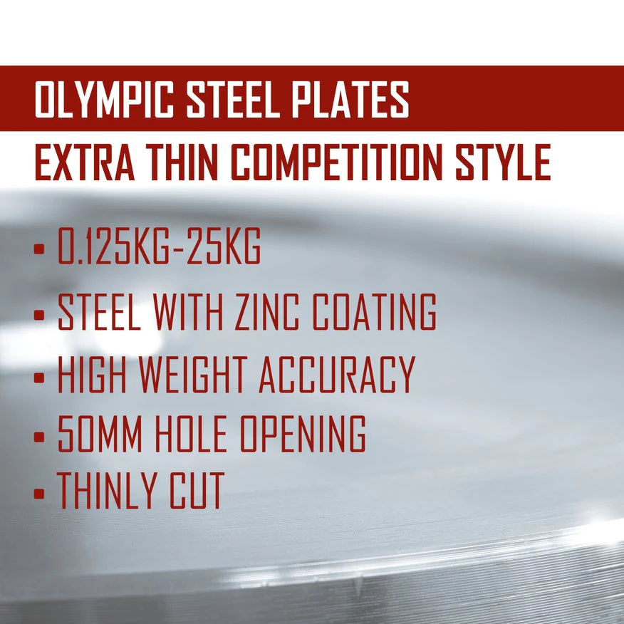 Olympic Extra Thin Competition Style Steel Plates 1.25kg - 25kg - Zinc Plated - Image 13