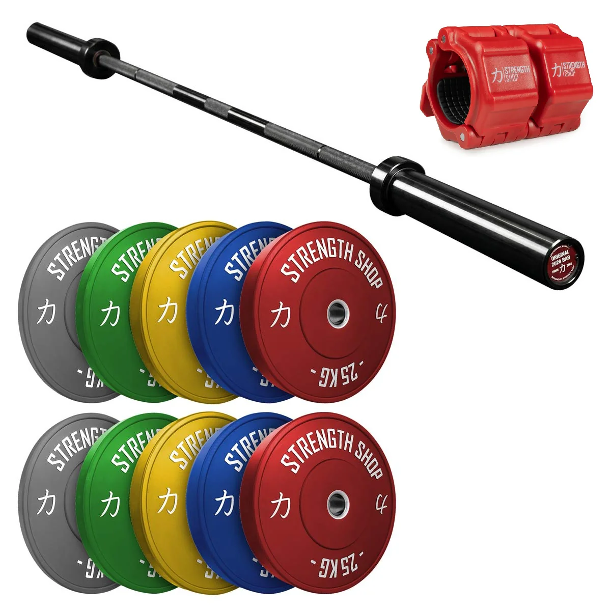 Riot Bumper Plates 2.0 Set Coloured, Original 2028 Olympic Bar & Flip Lock V2 Collars Package - Image 4
