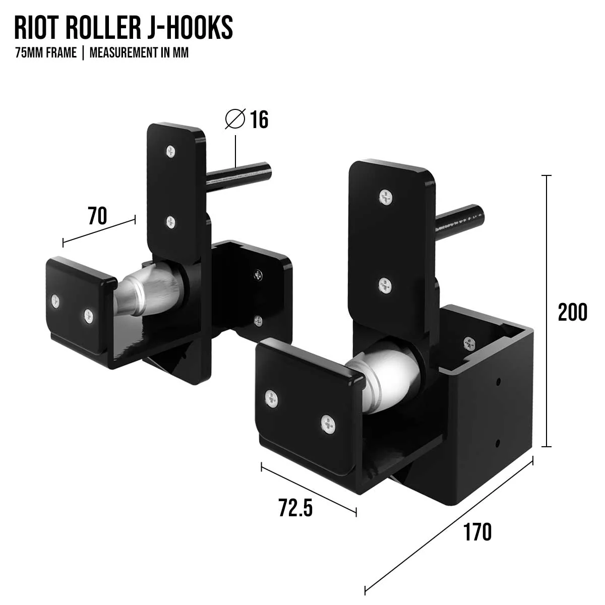 Riot MRR | Roller J-Hooks, Pair - Image 2