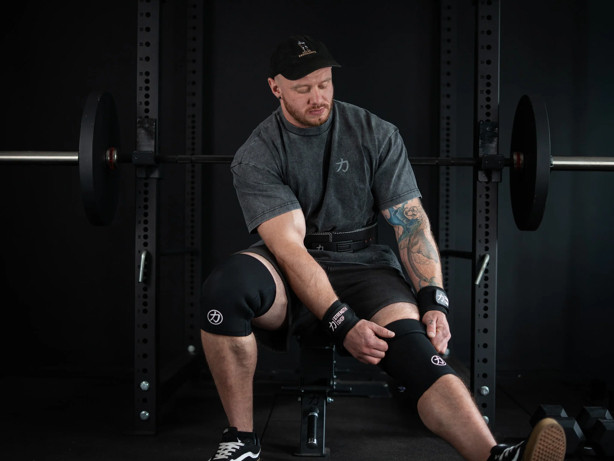 Strength Stack - Black - 10mm Lever Belt, 7mm Inferno Knee Sleeves & Zeus Wrist Wraps - Image 6