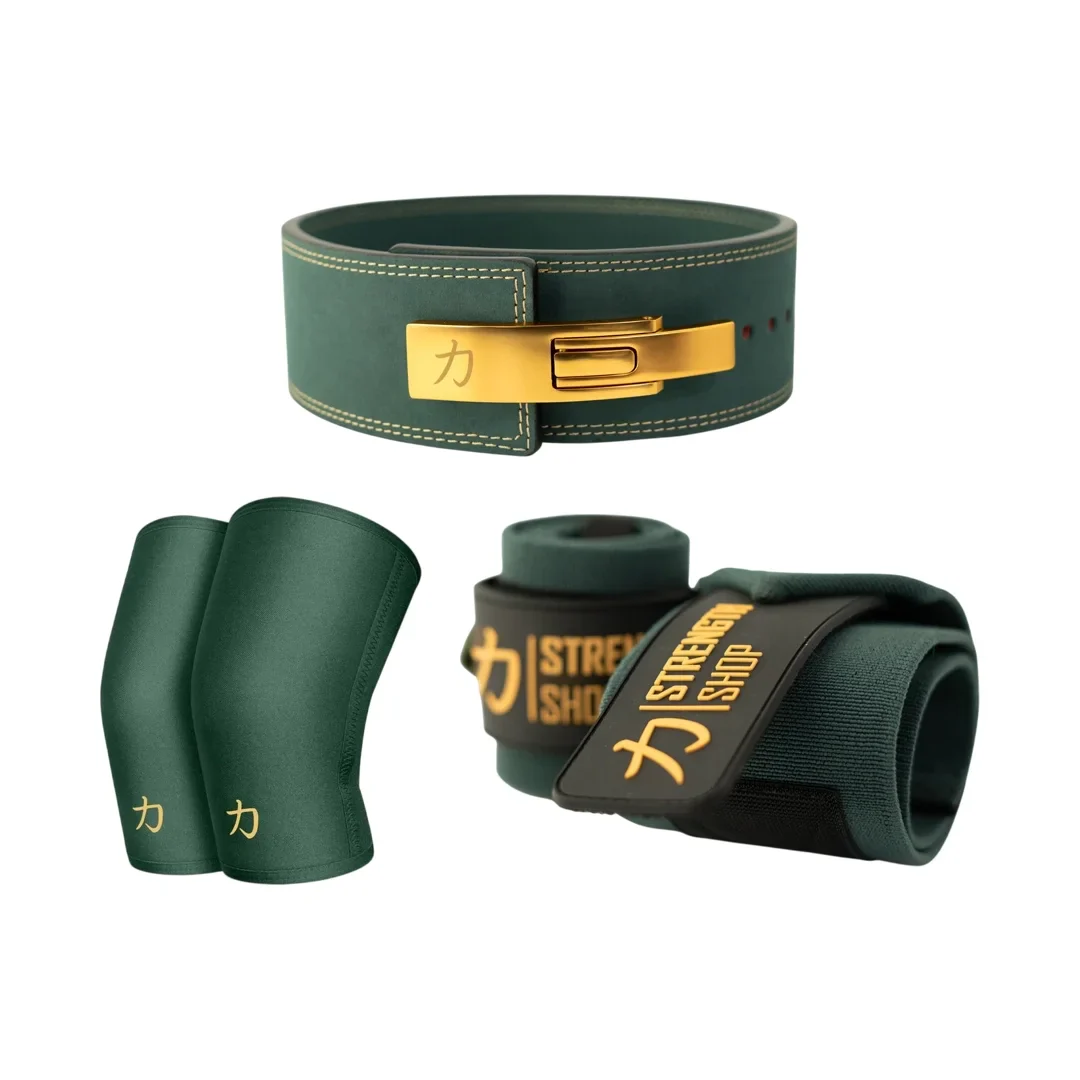 Strength Stack - Vintage Green - 10mm Lever Belt, 7mm Inferno Knee Sleeves & Zeus Wrist Wraps - Image 2