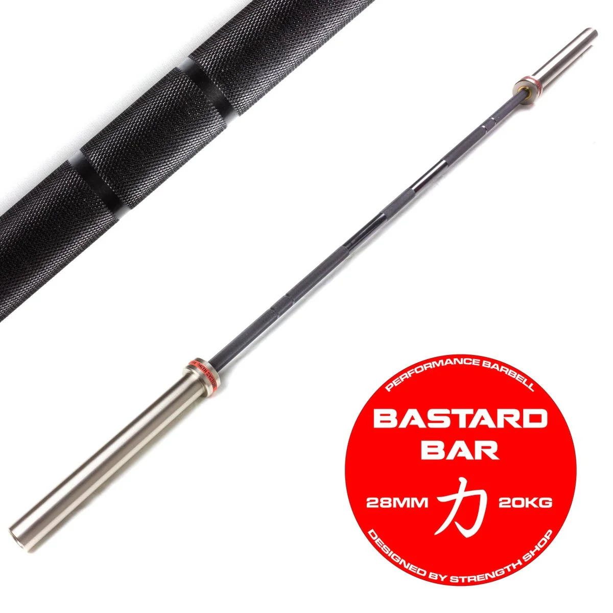 Bastard Bar - with centre knurling and black chrome shaft - Image 2