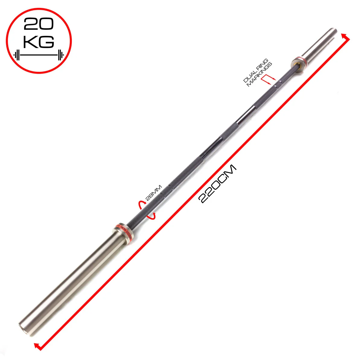 Bastard Bar - with centre knurling and black chrome shaft - Image 7
